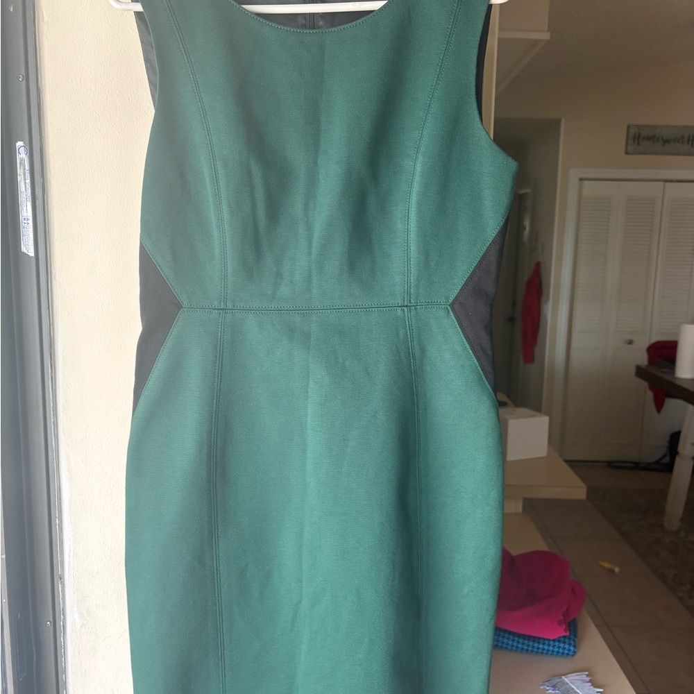 Tahari Green and Black Midi Dress